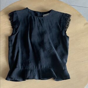 Zara Black Lace Trim Blouse